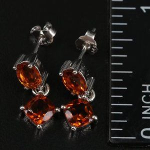 Beautiful Citrine Drop Earrings in 14k White Gold